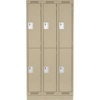 Clean Line Lockers, 2 -tier, Bank of 3, 36" x 18" x 76", Steel, Beige, Rivet (Assembled) NRZ Safety Inc.