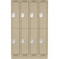 Clean Line Lockers, 2 -tier, Bank of 4, 48" x 18" x 76", Steel, Beige, Rivet (Assembled) NRZ Safety Inc.