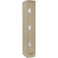 Clean Line Lockers, 3 -tier, 12" x 18" x 76", Steel, Beige, Rivet (Assembled) NRZ Safety Inc.