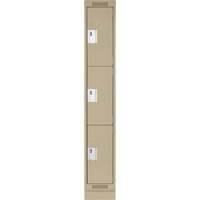 Clean Line Lockers, 3 -tier, 12" x 18" x 76", Steel, Beige, Rivet (Assembled) NRZ Safety Inc.