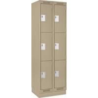 Clean Line Lockers, 3 -tier, Bank of 2, 24" x 18" x 76", Steel, Beige, Rivet (Assembled) NRZ Safety Inc.