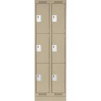 Clean Line Lockers, 3 -tier, Bank of 2, 24" x 18" x 76", Steel, Beige, Rivet (Assembled) NRZ Safety Inc.