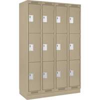 Clean Line Lockers, 3 -tier, Bank of 4, 48" x 18" x 76", Steel, Beige, Rivet (Assembled) NRZ Safety Inc.