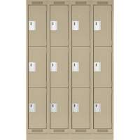 Clean Line Lockers, 3 -tier, Bank of 4, 48" x 18" x 76", Steel, Beige, Rivet (Assembled) NRZ Safety Inc.