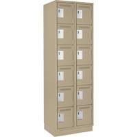 Clean Line Lockerette, 6 -tier, Bank of 2, 24" x 18" x 76", Steel, Beige, Rivet (Assembled) NRZ Safety Inc.