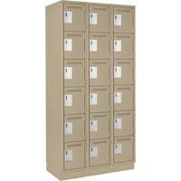 Clean Line Lockerette, 6 -tier, Bank of 3, 36" x 18" x 76", Steel, Beige, Rivet (Assembled) NRZ Safety Inc.