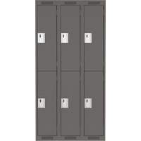 Clean Line Lockers, 2 -tier, Bank of 3, 36" x 18" x 72", Steel, Charcoal, Rivet (Assembled) NRZ Safety Inc.