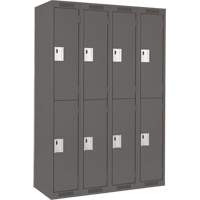 Clean Line Lockers, 2 -tier, Bank of 4, 48" x 18" x 72", Steel, Charcoal, Rivet (Assembled) NRZ Safety Inc.