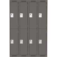 Clean Line Lockers, 2 -tier, Bank of 4, 48" x 18" x 72", Steel, Charcoal, Rivet (Assembled) NRZ Safety Inc.
