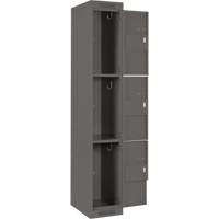 Clean Line Lockers, 3 -tier, Bank of 4, 48" x 18" x 72", Steel, Charcoal, Rivet (Assembled) NRZ Safety Inc.