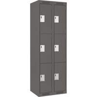 Clean Line Lockers, 3 -tier, Bank of 2, 24" x 18" x 72", Steel, Charcoal, Rivet (Assembled) NRZ Safety Inc.