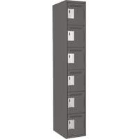 Clean Line Lockerette, 6 -tier, 12" x 18" x 72", Steel, Charcoal, Rivet (Assembled) NRZ Safety Inc.