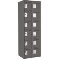 Clean Line Lockerette, 6 -tier, Bank of 2, 24" x 18" x 72", Steel, Charcoal, Rivet (Assembled) NRZ Safety Inc.