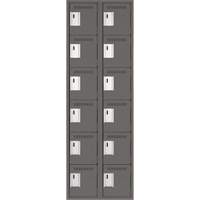 Clean Line Lockerette, 6 -tier, Bank of 2, 24" x 18" x 72", Steel, Charcoal, Rivet (Assembled) NRZ Safety Inc.