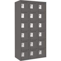 Clean Line Lockerette, 6 -tier, Bank of 3, 36" x 18" x 72", Steel, Charcoal, Rivet (Assembled) NRZ Safety Inc.