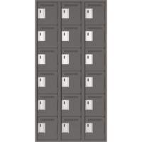 Clean Line Lockerette, 6 -tier, Bank of 3, 36" x 18" x 72", Steel, Charcoal, Rivet (Assembled) NRZ Safety Inc.