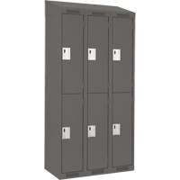 Clean Line Lockers, 2 -tier, Bank of 3, 36" x 18" x 78", Steel, Charcoal, Rivet (Assembled) NRZ Safety Inc.