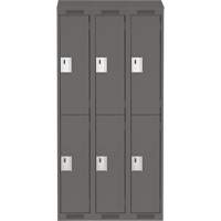Clean Line Lockers, 2 -tier, Bank of 3, 36" x 18" x 78", Steel, Charcoal, Rivet (Assembled) NRZ Safety Inc.