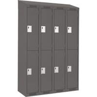 Clean Line Lockers, 2 -tier, Bank of 4, 48" x 18" x 78", Steel, Charcoal, Rivet (Assembled) NRZ Safety Inc.