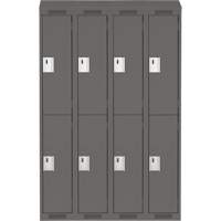 Clean Line Lockers, 2 -tier, Bank of 4, 48" x 18" x 78", Steel, Charcoal, Rivet (Assembled) NRZ Safety Inc.