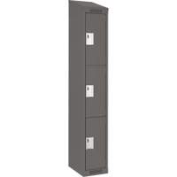 Clean Line Lockers, 3 -tier, 12" x 18" x 78", Steel, Charcoal, Rivet (Assembled) NRZ Safety Inc.