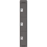 Clean Line Lockers, 3 -tier, 12" x 18" x 78", Steel, Charcoal, Rivet (Assembled) NRZ Safety Inc.