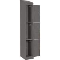 Clean Line Lockers, 3 -tier, Bank of 4, 48" x 18" x 78", Steel, Charcoal, Rivet (Assembled) NRZ Safety Inc.