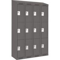 Clean Line Lockers, 3 -tier, Bank of 4, 48" x 18" x 78", Steel, Charcoal, Rivet (Assembled) NRZ Safety Inc.