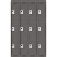 Clean Line Lockers, 3 -tier, Bank of 4, 48" x 18" x 78", Steel, Charcoal, Rivet (Assembled) NRZ Safety Inc.