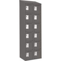 Clean Line Lockerette, 6 -tier, Bank of 2, 24" x 18" x 78", Steel, Charcoal, Rivet (Assembled) NRZ Safety Inc.