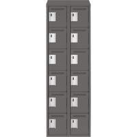 Clean Line Lockerette, 6 -tier, Bank of 2, 24" x 18" x 78", Steel, Charcoal, Rivet (Assembled) NRZ Safety Inc.