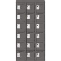 Clean Line Lockerette, 6 -tier, Bank of 3, 36" x 18" x 78", Steel, Charcoal, Rivet (Assembled) NRZ Safety Inc.
