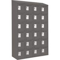 Clean Line Lockerette, 6 -tier, Bank of 4, 48" x 18" x 78", Steel, Charcoal, Rivet (Assembled) NRZ Safety Inc.
