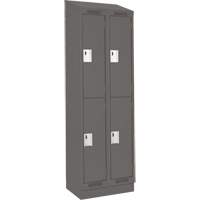 Clean Line Lockers, 2 -tier, Bank of 2, 24" x 18" x 82", Steel, Charcoal, Rivet (Assembled) NRZ Safety Inc.