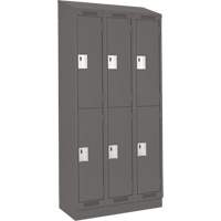 Clean Line Lockers, 2 -tier, Bank of 3, 36" x 18" x 82", Steel, Charcoal, Rivet (Assembled) NRZ Safety Inc.