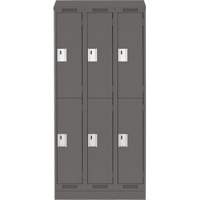 Clean Line Lockers, 2 -tier, Bank of 3, 36" x 18" x 82", Steel, Charcoal, Rivet (Assembled) NRZ Safety Inc.