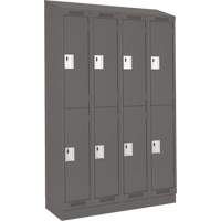 Clean Line Lockers, 2 -tier, Bank of 4, 48" x 18" x 82", Steel, Charcoal, Rivet (Assembled) NRZ Safety Inc.