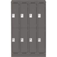 Clean Line Lockers, 2 -tier, Bank of 4, 48" x 18" x 82", Steel, Charcoal, Rivet (Assembled) NRZ Safety Inc.