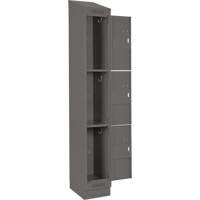 Clean Line Lockers, 3 -tier, Bank of 4, 48" x 18" x 82", Steel, Charcoal, Rivet (Assembled) NRZ Safety Inc.