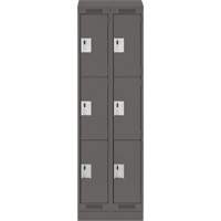 Clean Line Lockers, 3 -tier, Bank of 2, 24" x 18" x 82", Steel, Charcoal, Rivet (Assembled) NRZ Safety Inc.