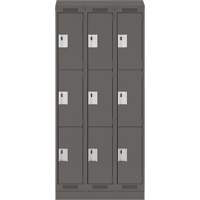 Clean Line Lockers, 3 -tier, Bank of 3, 36" x 18" x 82", Steel, Charcoal, Rivet (Assembled) NRZ Safety Inc.