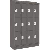 Clean Line Lockers, 3 -tier, Bank of 4, 48" x 18" x 82", Steel, Charcoal, Rivet (Assembled) NRZ Safety Inc.