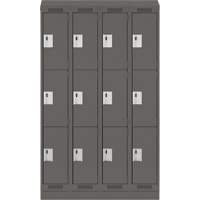 Clean Line Lockers, 3 -tier, Bank of 4, 48" x 18" x 82", Steel, Charcoal, Rivet (Assembled) NRZ Safety Inc.