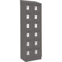 Clean Line Lockerette, 6 -tier, Bank of 2, 24" x 18" x 82", Steel, Charcoal, Rivet (Assembled) NRZ Safety Inc.