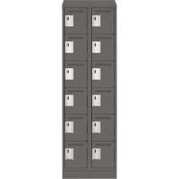Clean Line Lockerette, 6 -tier, Bank of 2, 24" x 18" x 82", Steel, Charcoal, Rivet (Assembled) NRZ Safety Inc.