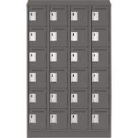 Clean Line Lockerette, 6 -tier, Bank of 4, 48" x 18" x 82", Steel, Charcoal, Rivet (Assembled) NRZ Safety Inc.