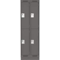 Clean Line Lockers, 2 -tier, Bank of 2, 24" x 18" x 76", Steel, Charcoal, Rivet (Assembled) NRZ Safety Inc.