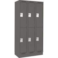 Clean Line Lockers, 2 -tier, Bank of 3, 36" x 18" x 76", Steel, Charcoal, Rivet (Assembled) NRZ Safety Inc.