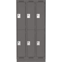 Clean Line Lockers, 2 -tier, Bank of 3, 36" x 18" x 76", Steel, Charcoal, Rivet (Assembled) NRZ Safety Inc.