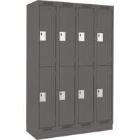 Clean Line Lockers, 2 -tier, Bank of 4, 48" x 18" x 76", Steel, Charcoal, Rivet (Assembled) NRZ Safety Inc.